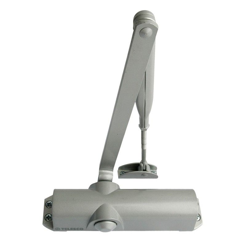 Cierrapuertas hidrÇ?¶đulico TELESCO Delta 1800. Cierrapuertas Delta 1800 Retened. Plata