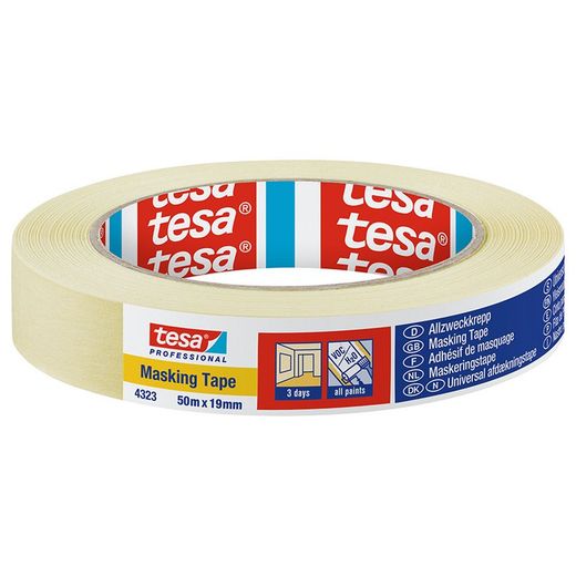 Cinta adhesiva de pintor TESA 4323 Cinta Adhesiva Krepp 19 Mm X 50 M