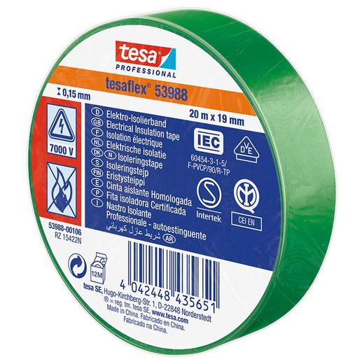 Cinta aislante TESA Tesaflex Cinta Ais.Tesaflex 19X20M.Ng.Tesa Verde