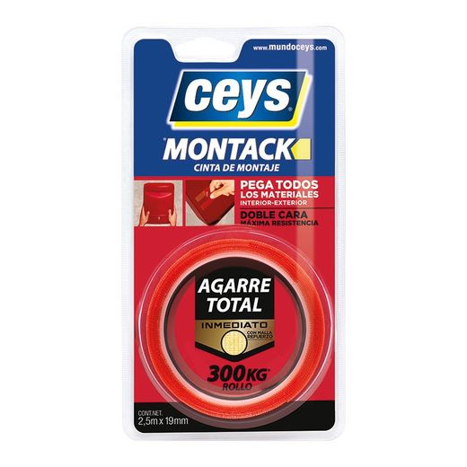 Cinta doble cara CEYS Montack Express. Cinta Montack Express 2,5 X 19 Mm
