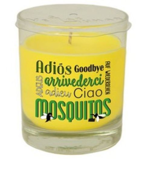 Mensagem de vidro de mosquitos de citronela 'Adeus'