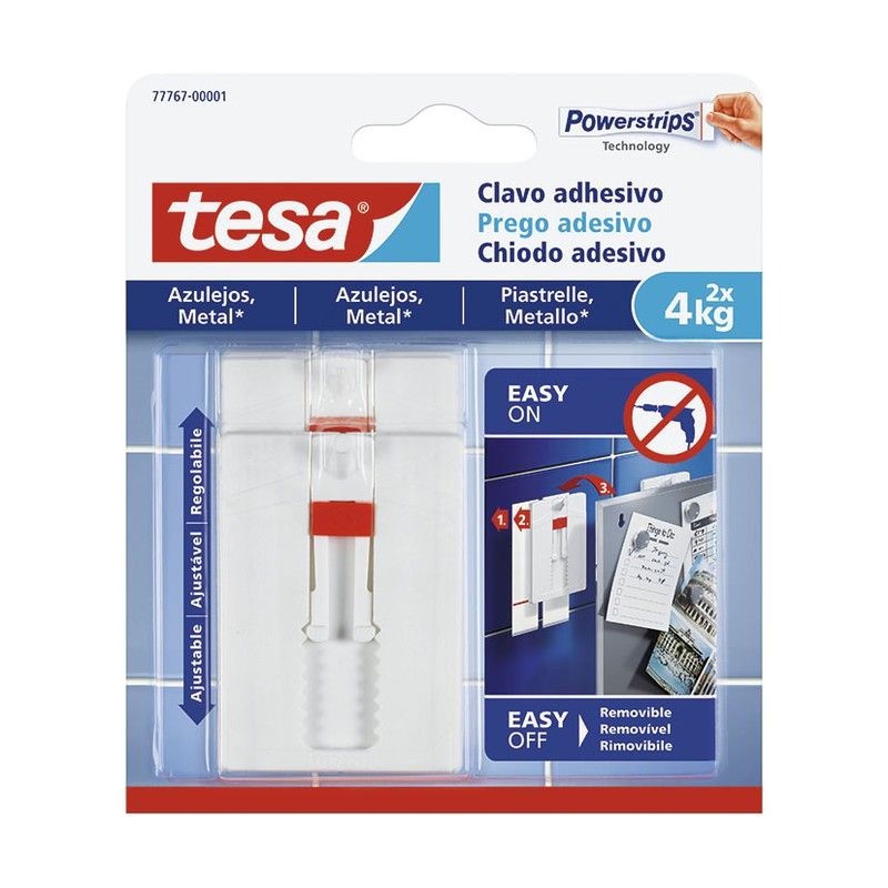 Clavo cuelgacuadros TESA TAPE Smart Mounting. Clavo Ajus.Adhes..Sup.Lisas.Hasta 4 Kg.