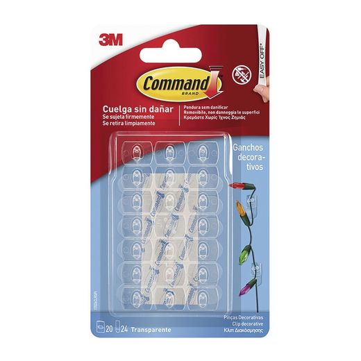 Colgador adhesivo transparente 3M serie Command. Mini Clips Transparentes.Command