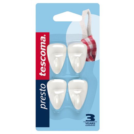 Colgador autoadhesivo TESCOMA Presto. Perchas Adhesivas Peq. Jgo.4 Un. Presto