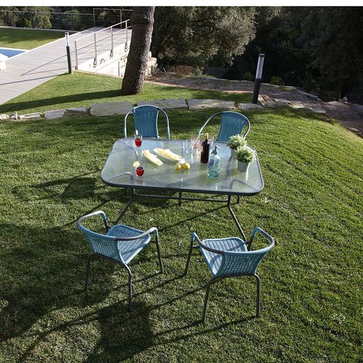 Ensemble de terrasse de base. Table Basique En Acier 142X90 Cm