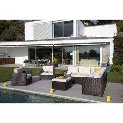 Ensemble de jardin de la Barbade. Barbados Corner Set.2 Canapés + Coin + Mois.