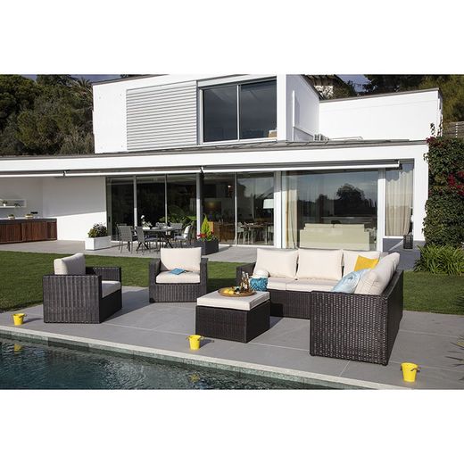 Ensemble de jardin de la Barbade. Barbados Corner Set.2 Canapés + Coin + Mois.