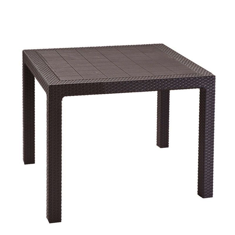 Conjunto jardín imitación ratán KETER. Mesa Quarted Marrón 94X94 Cm