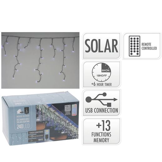 Cortina 240 Led Solar Llum Blanca
