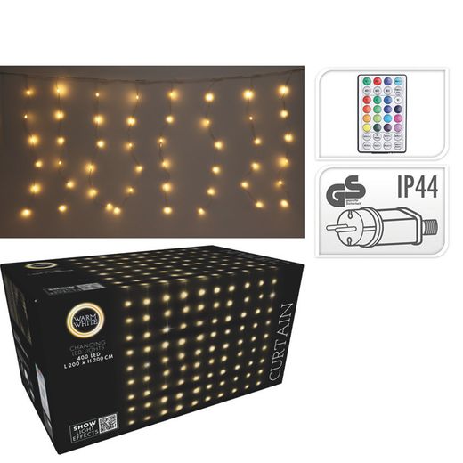 Cortina 400 Led Llum Blanca Calida 2X2M.