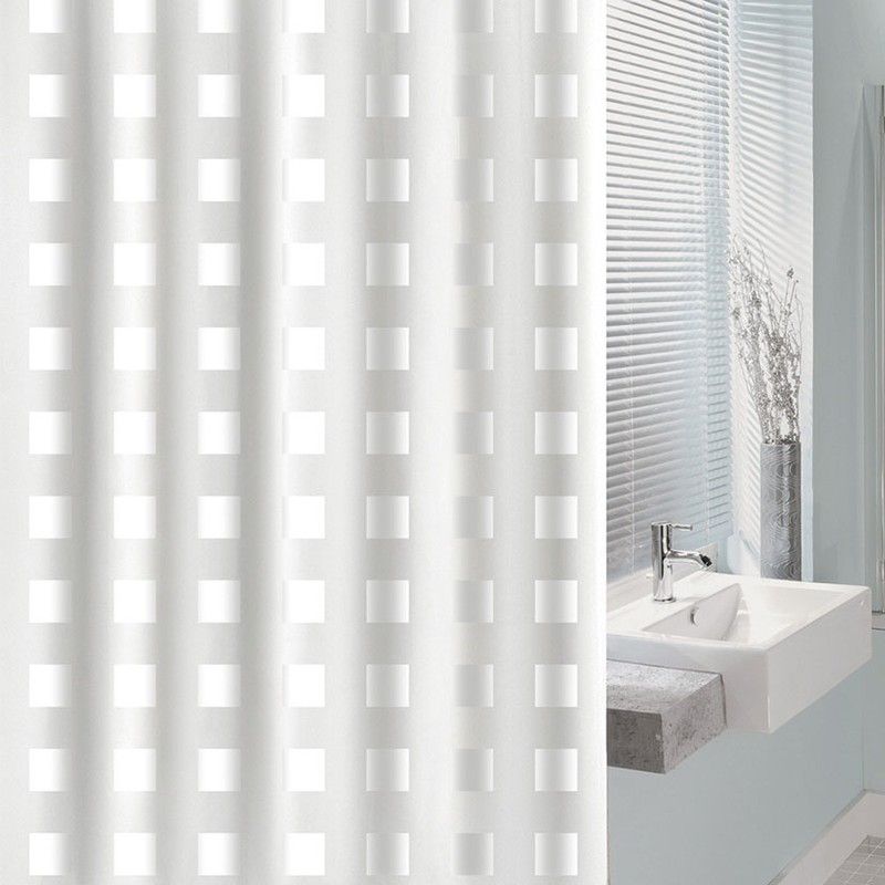 Cortina baño PVC HABITEX Cortina Baño Pvc 180X200Cm.Cuadro Bco.