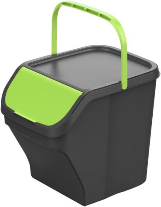 Poubelle de recyclage empilable, 25 L, verte