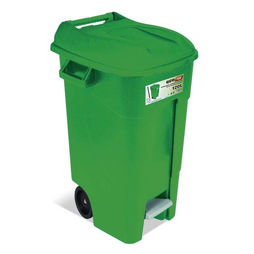 Cubo comunal con pedal TAYG Eco para jardín. Contenedor C/Pedal 120 Lts. Verde Tayg