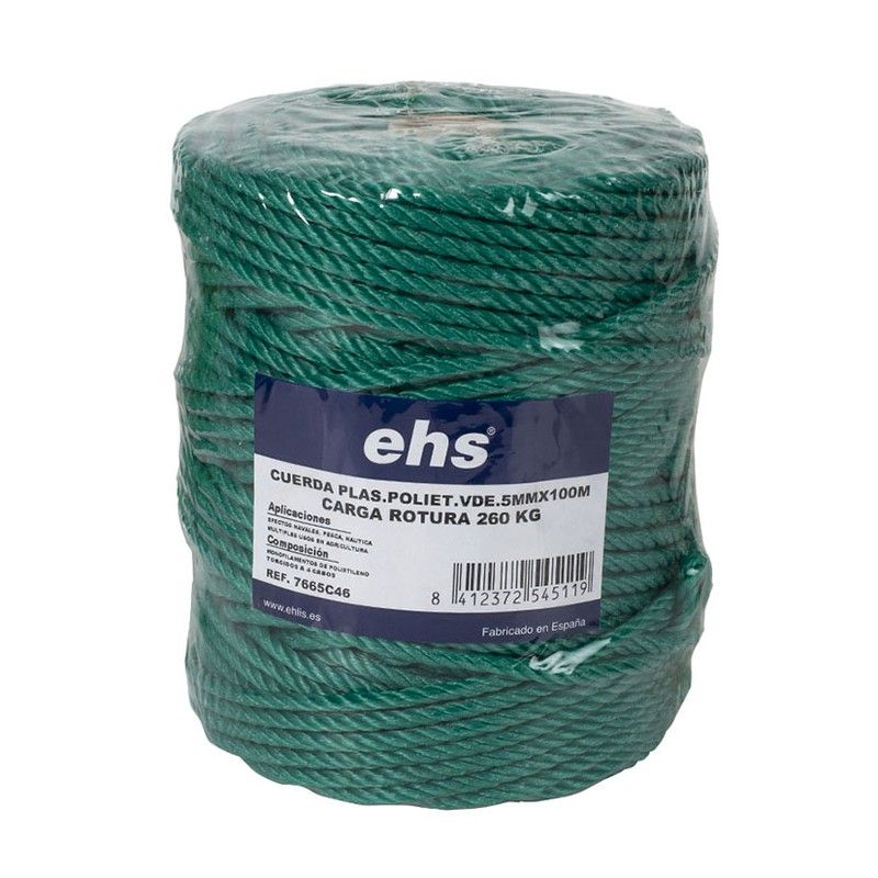 Cuerda plástico polietileno EHS Cuerda Plas.Poliet. Bl.5Mmx100M.Ehs
