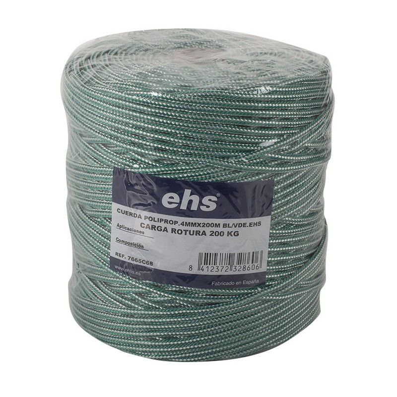 Cuerda polipropileno trenzado EHS Cuerda Poliprop.4Mmx200M Bl/Vde.Ehs