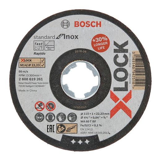 Disco Corte X-Lock Stand.Inox 115X1Mm.