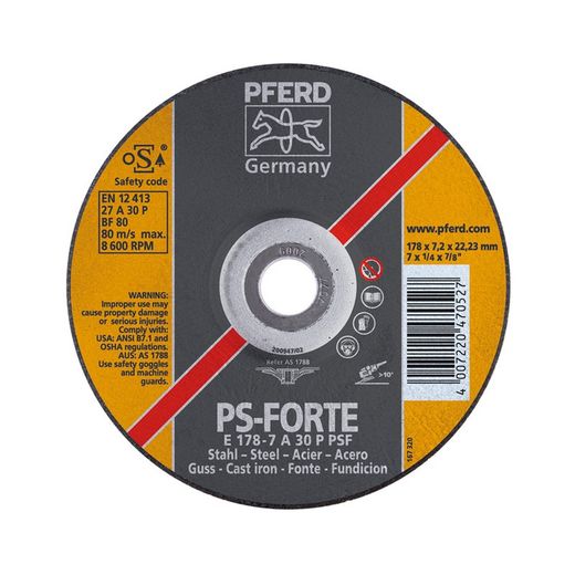 Disco desbaste metal PFERD. Disco Desbaste E 115-7 A30 P Psf