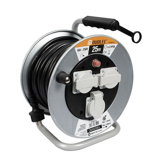 Enrollacable metálico profesional DUOLEC Enrollacable Metalico 25 M 3X2,5 Ip-55