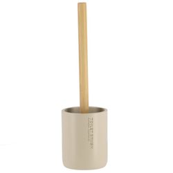 Porte-brosse de toilette en polyrésine/bambou beige