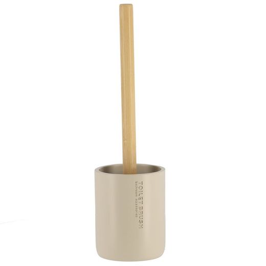 Porte-brosse de toilette en polyrésine/bambou beige