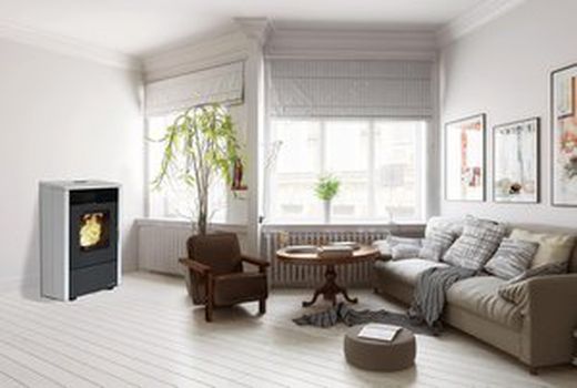 Poêle à granulés 810 Elegance. 8,1 kW. Blanc/noir.