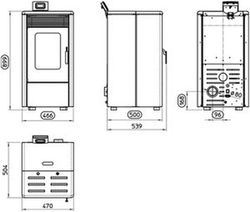 Poêle à granulés 810 Elegance. 8,1 kW. Blanc/noir.