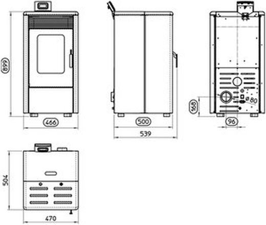 Poêle à granulés 810 Elegance. 8,1 kW. Blanc/noir.