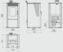 Fogão a pellets 810 Elegance. 9 kW. Cinza/preto.