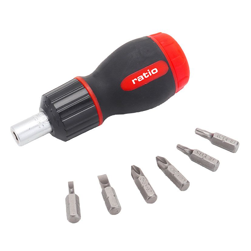 Mini destornillador carraca con 6 puntas Sistema de carraca reversible para facilitar el atornillado. 6 puntas de atornillado alojadas en el mango. 4286H12