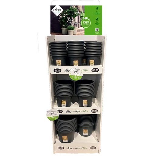 Exposição de vasos de flores em antracite mediterrâneo