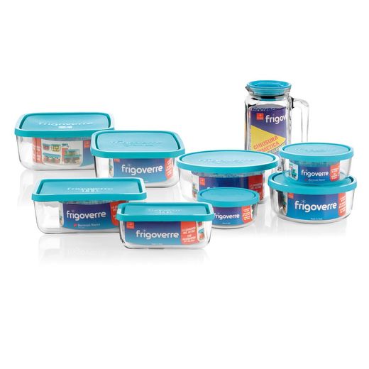 Fiambrera hermética cristal FRIGOVERRE Hermetico Frigoverre 26X21 Tapa Azul