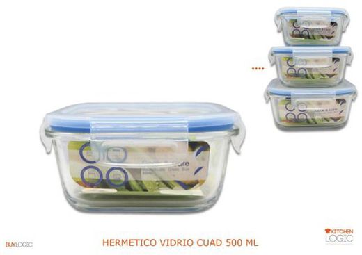 Lancheira Hermet Quadrada de Vidro.500Ml