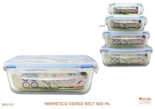 Lancheira de vidro retangular. Hermet.600Ml