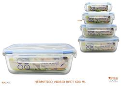 Lancheira de vidro retangular. Hermet.600Ml