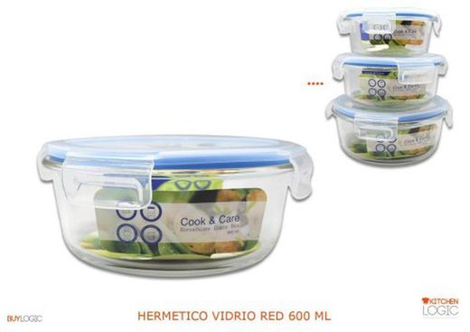 Lancheira Hermet Redonda de Vidro.600Ml