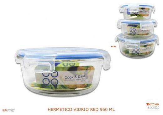 Lancheira Hermet Redonda de Vidro.950Ml