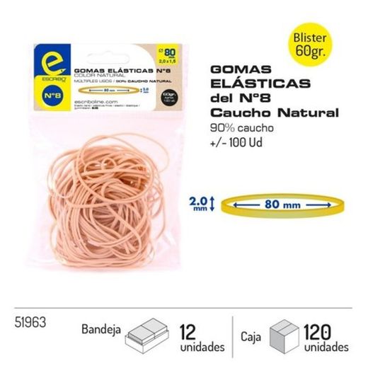 Elásticos de borracha 100 unidades N.8 R-9009