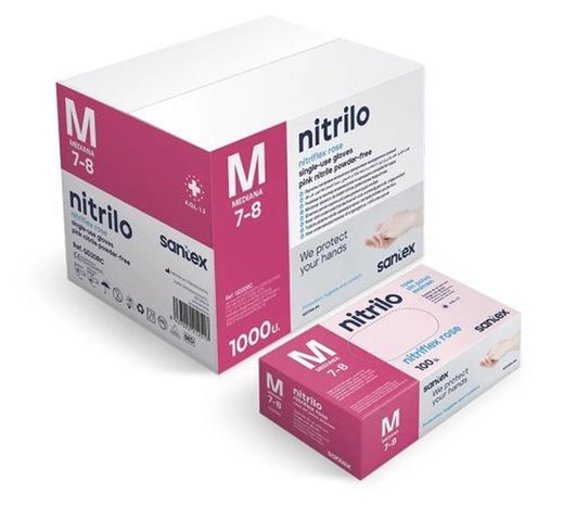 Guante Nitrilo Rosa 100U T/M Sin Polvo