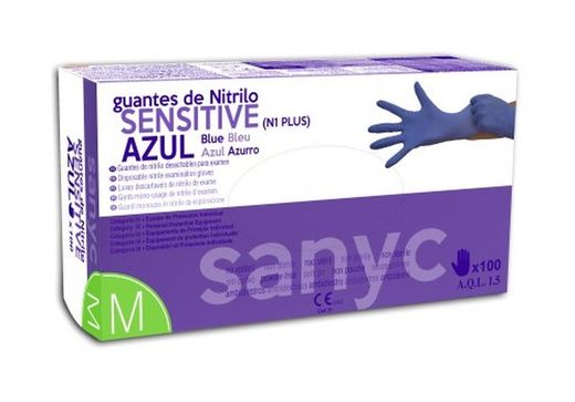 Gants en nitrile Sensitive Taille 9 E.Gde (100) Bleus