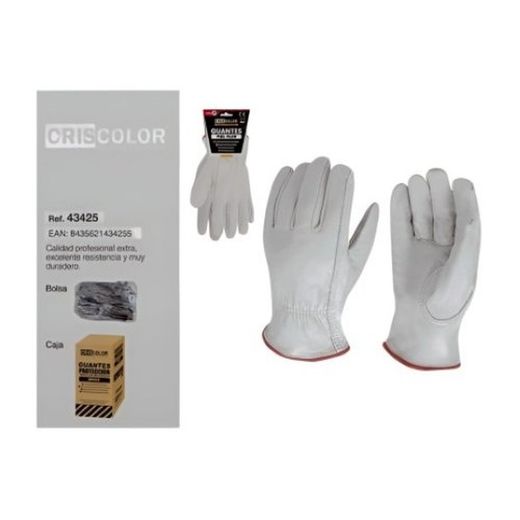 Luva profissional em couro integral T-9 43425
