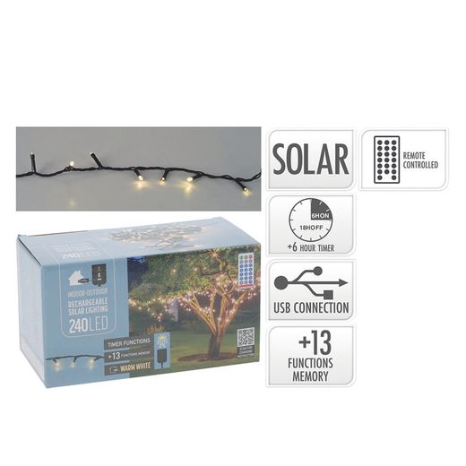 Garlanda 240 Led Solar 10M. Llum Calida