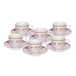Conjunto de café em porcelana 6 serviços Iris Charme. Máquina de lavar louça e microondas segura