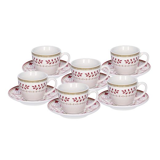 Conjunto de café em porcelana 6 serviços Iris Charme. Máquina de lavar louça e microondas segura
