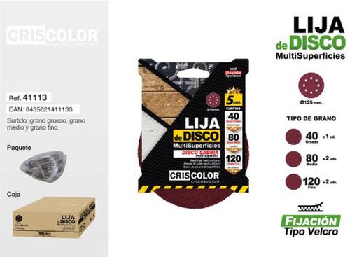 Conjunto de discos de lixa sortidos de 125 mm 41113