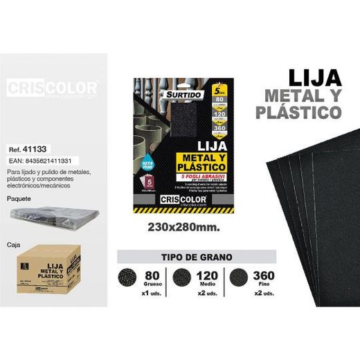 Conjunto de 5 lixas de metal e plástico sortidas R41133