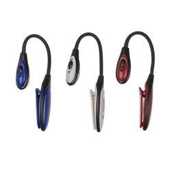Lampe de lecture pour livres avec 2 lumières LED. Piles incluses. 3 couleurs assorties