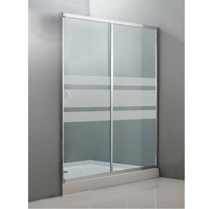 Mampara de ducha frontal con puerta. Mampara Frontal Ducha 120Cm Cromo 2P