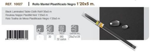Rolo de Toalha de Mesa de Plast Preto 1.20X5 R-10027