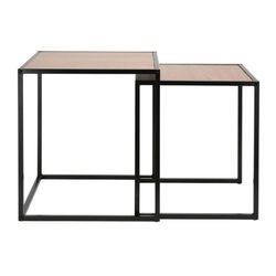 Tables gigognes 2 éléments ronds 30x30xh.34 cm et 34x34xh.37 cm.Naturel.