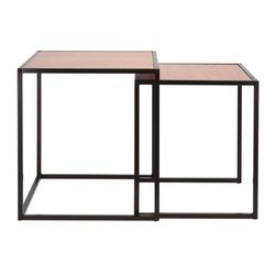 Tables gigognes 2 éléments ronds 30x30xh.34 cm et 34x34xh.37 cm.Naturel.